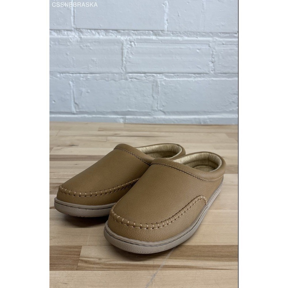 MySlippers Tan Slipper Shoes Womens Leather Upper‎ Comfy Indoor/Outdoor - Size 8